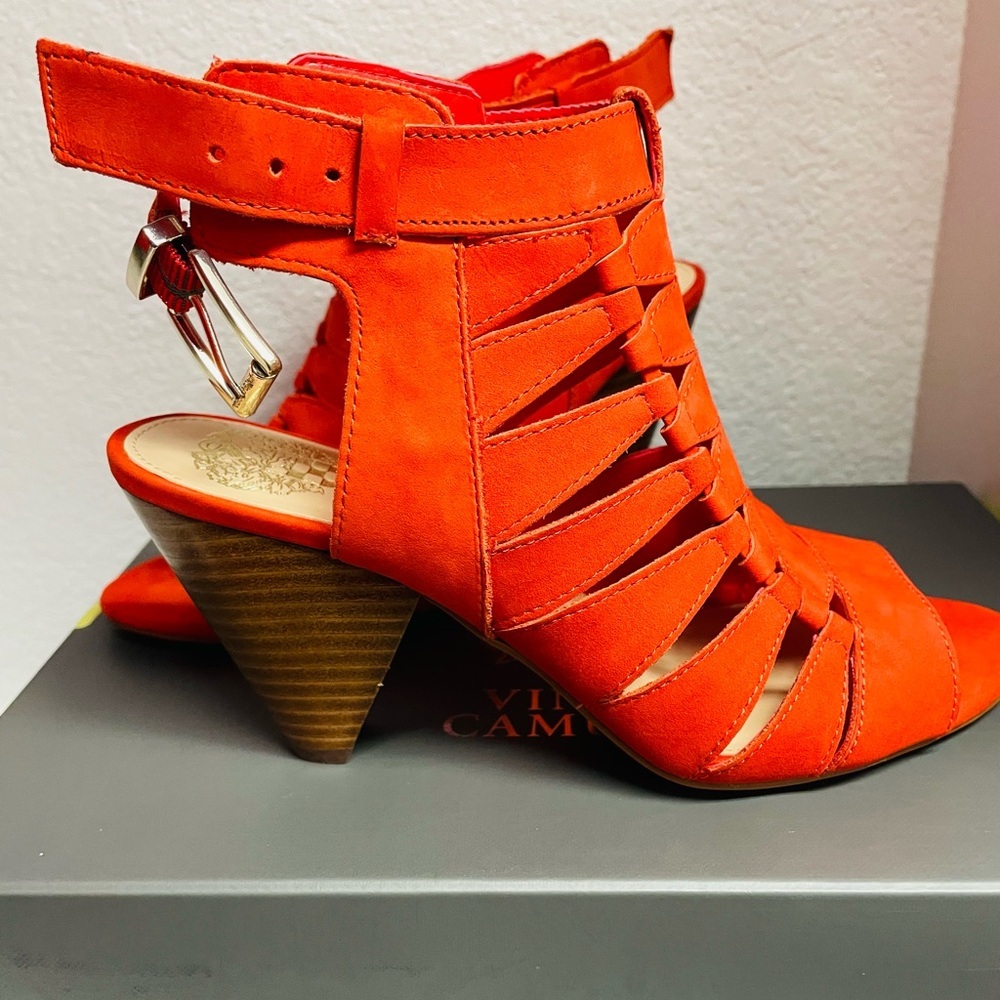 Vince Camuto Vibrant Red Strappy Heels - Picture 3 of 5
